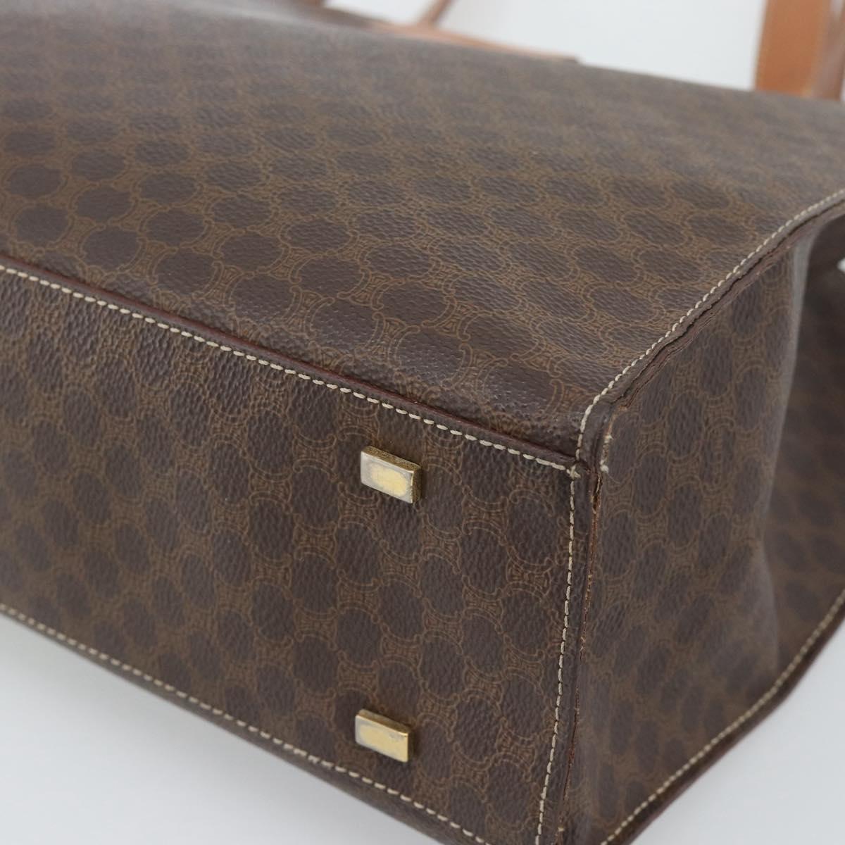 CELINE Macadam Canvas Tote Bag PVC Leather Brown Gold Auth ep14838