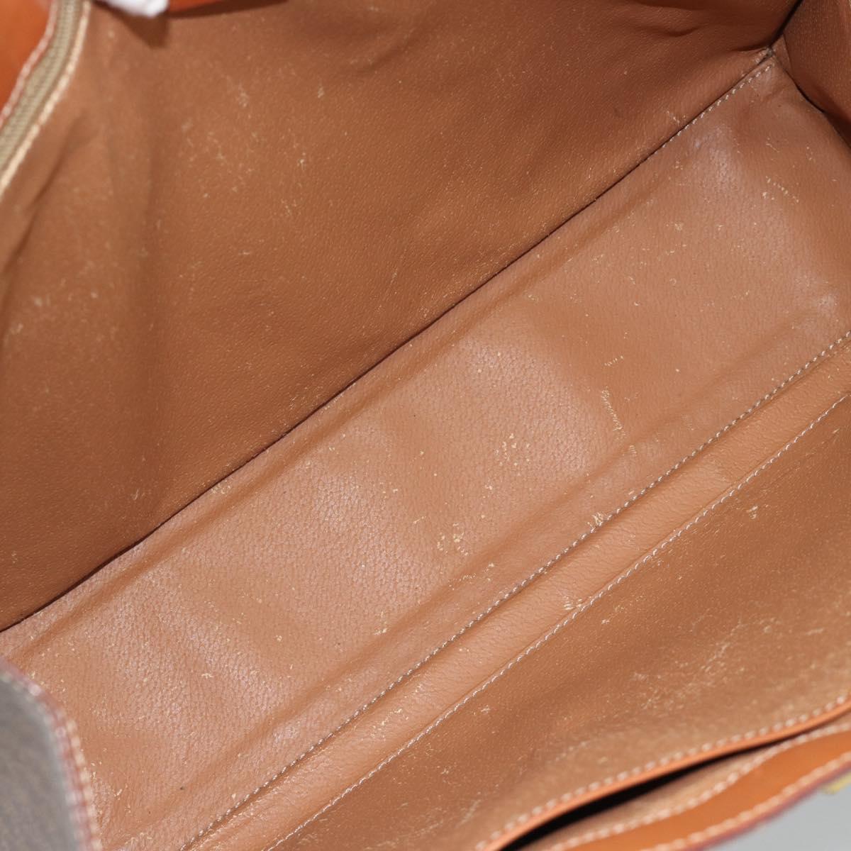 CELINE Macadam Canvas Tote Bag PVC Leather Brown Gold Auth ep14838