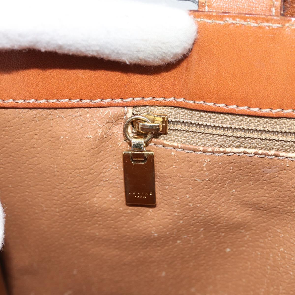 CELINE Macadam Canvas Tote Bag PVC Leather Brown Gold Auth ep14838