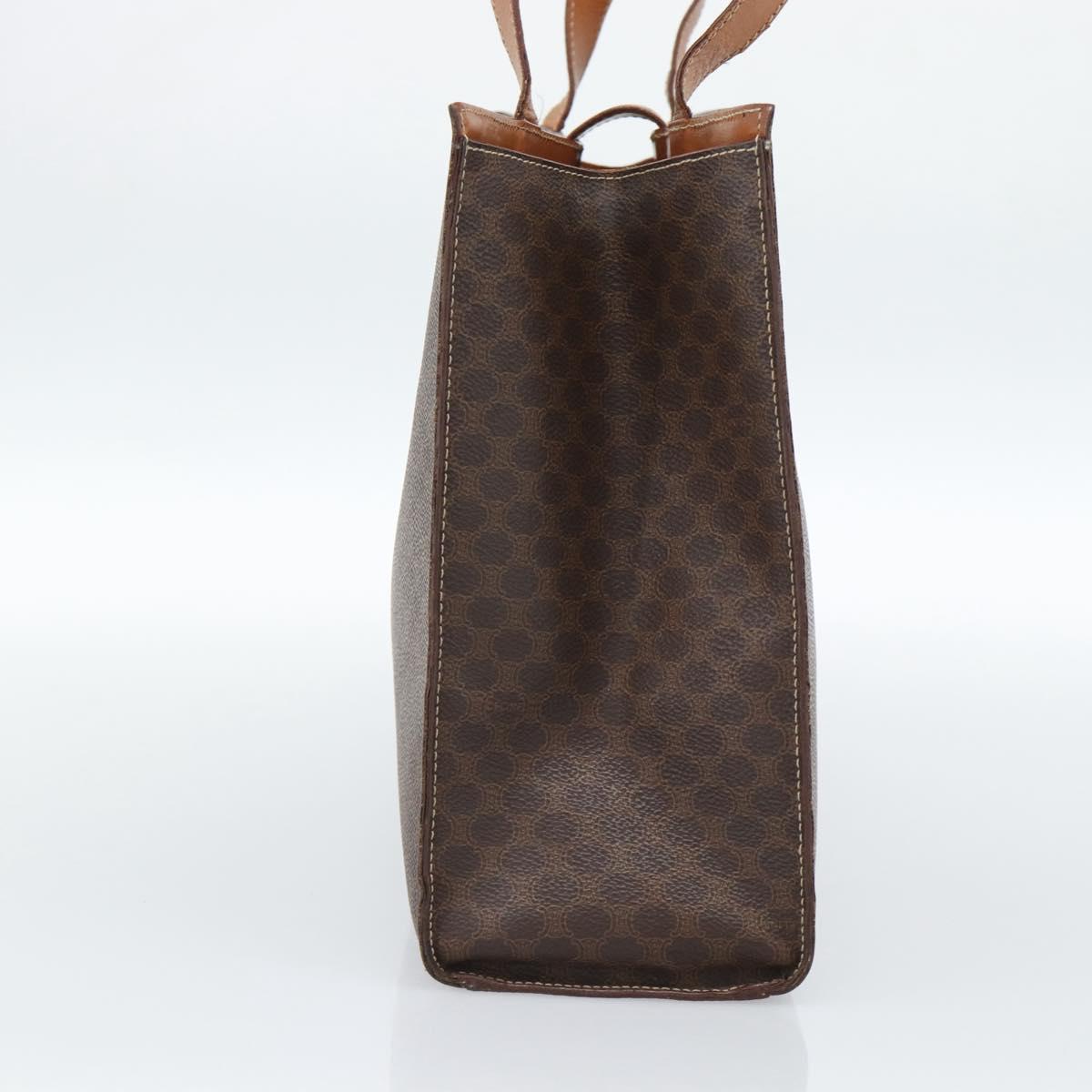 CELINE Macadam Canvas Tote Bag PVC Leather Brown Gold Auth ep14838