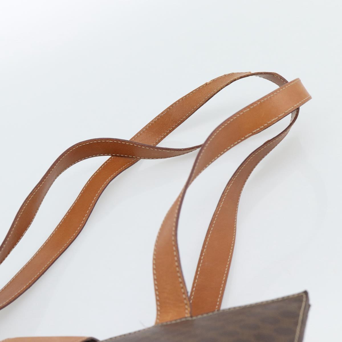 CELINE Macadam Canvas Tote Bag PVC Leather Brown Gold Auth ep14838