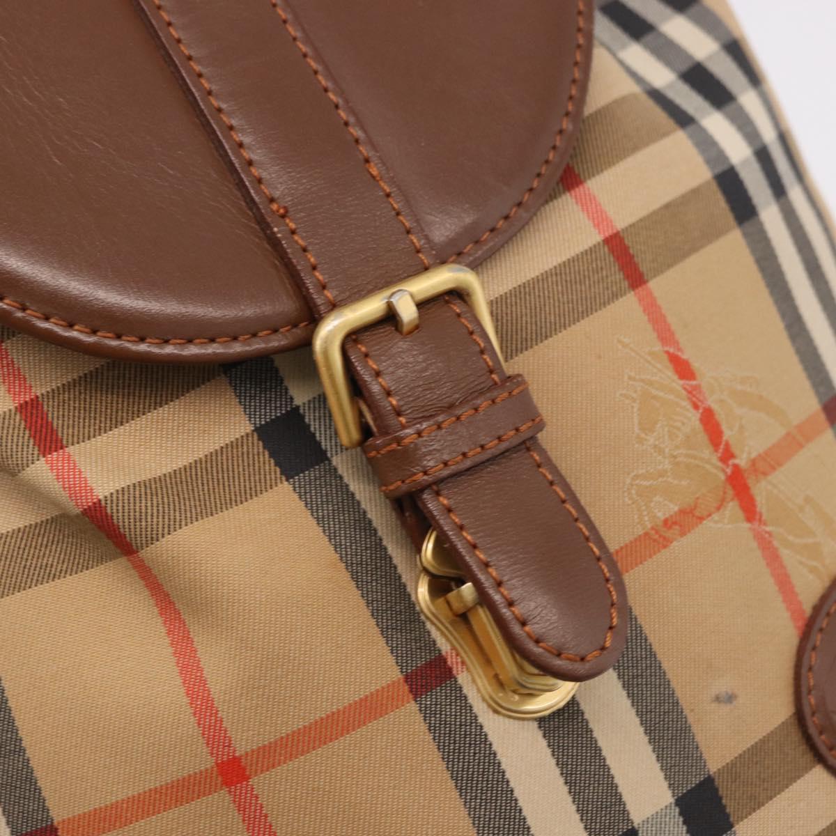 BURBERRY Nova Check Backpack Canvas Beige Gold Auth ep14839A
