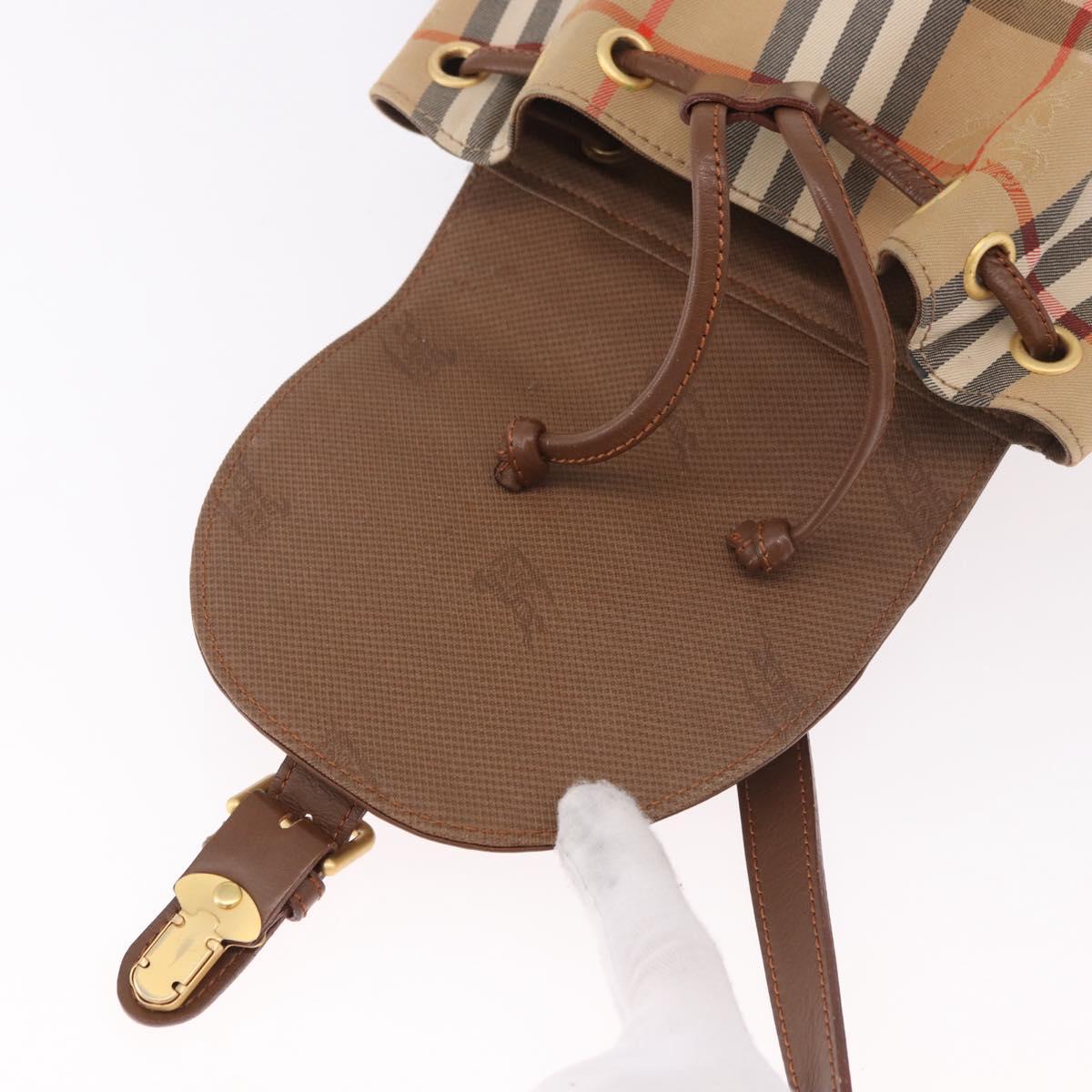 BURBERRY Nova Check Backpack Canvas Beige Gold Auth ep14839A