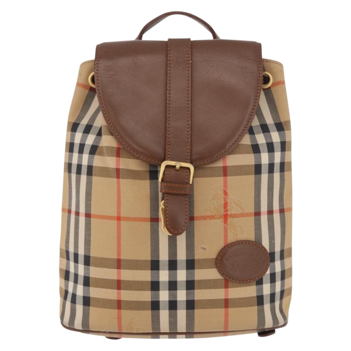 BURBERRY Nova Check Backpack Canvas Beige Gold Auth ep14839A