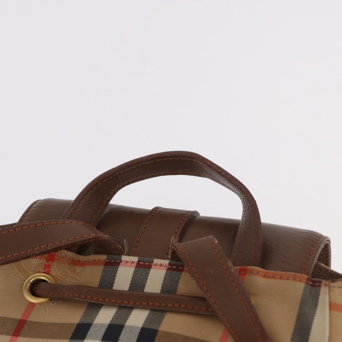 BURBERRY Nova Check Backpack Canvas Beige Gold Auth ep14839A
