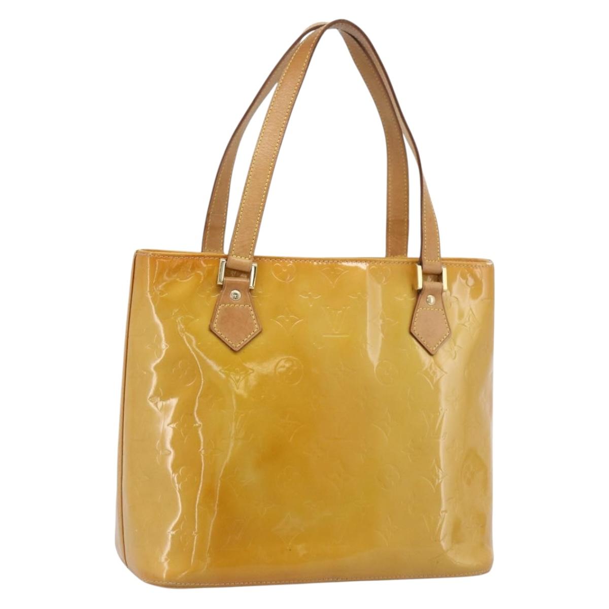 LOUIS VUITTON Monogram Vernis Houston Hand Bag Beige M91004 LV Auth ep14842
