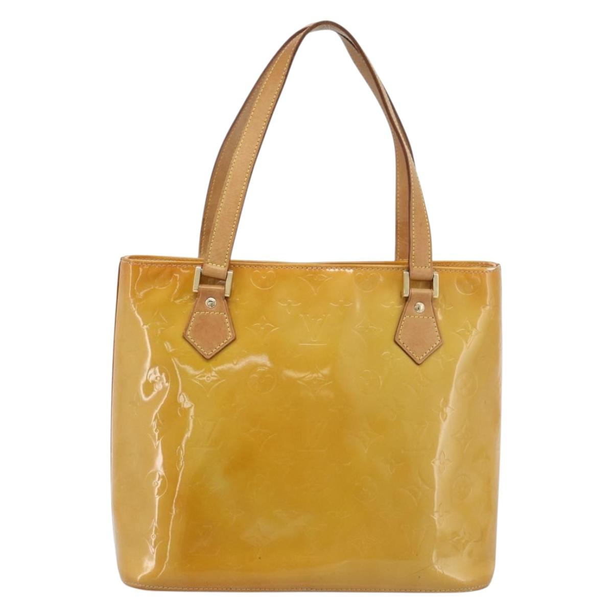 LOUIS VUITTON Monogram Vernis Houston Hand Bag Beige M91004 LV Auth ep14842