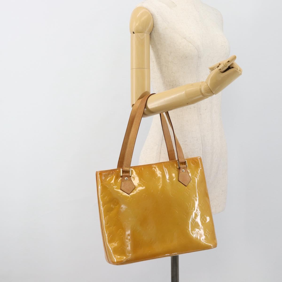 LOUIS VUITTON Monogram Vernis Houston Hand Bag Beige M91004 LV Auth ep14842