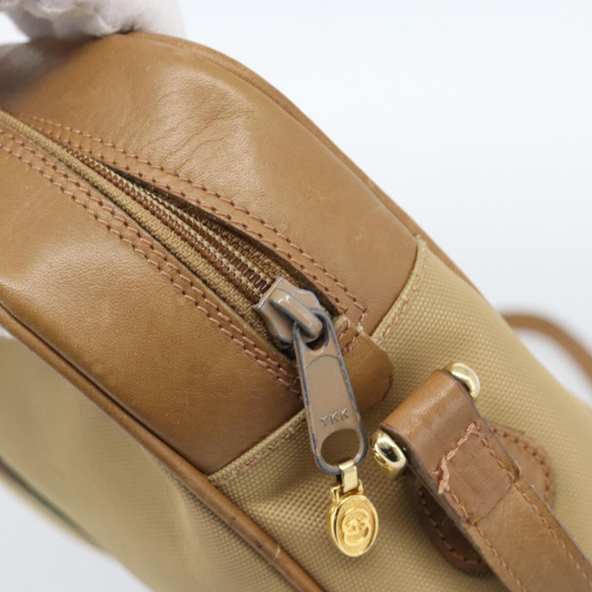 GUCCI Web Sherry Line Shoulder Bag Canvas Beige Gold Red 010 378 Auth ep14843