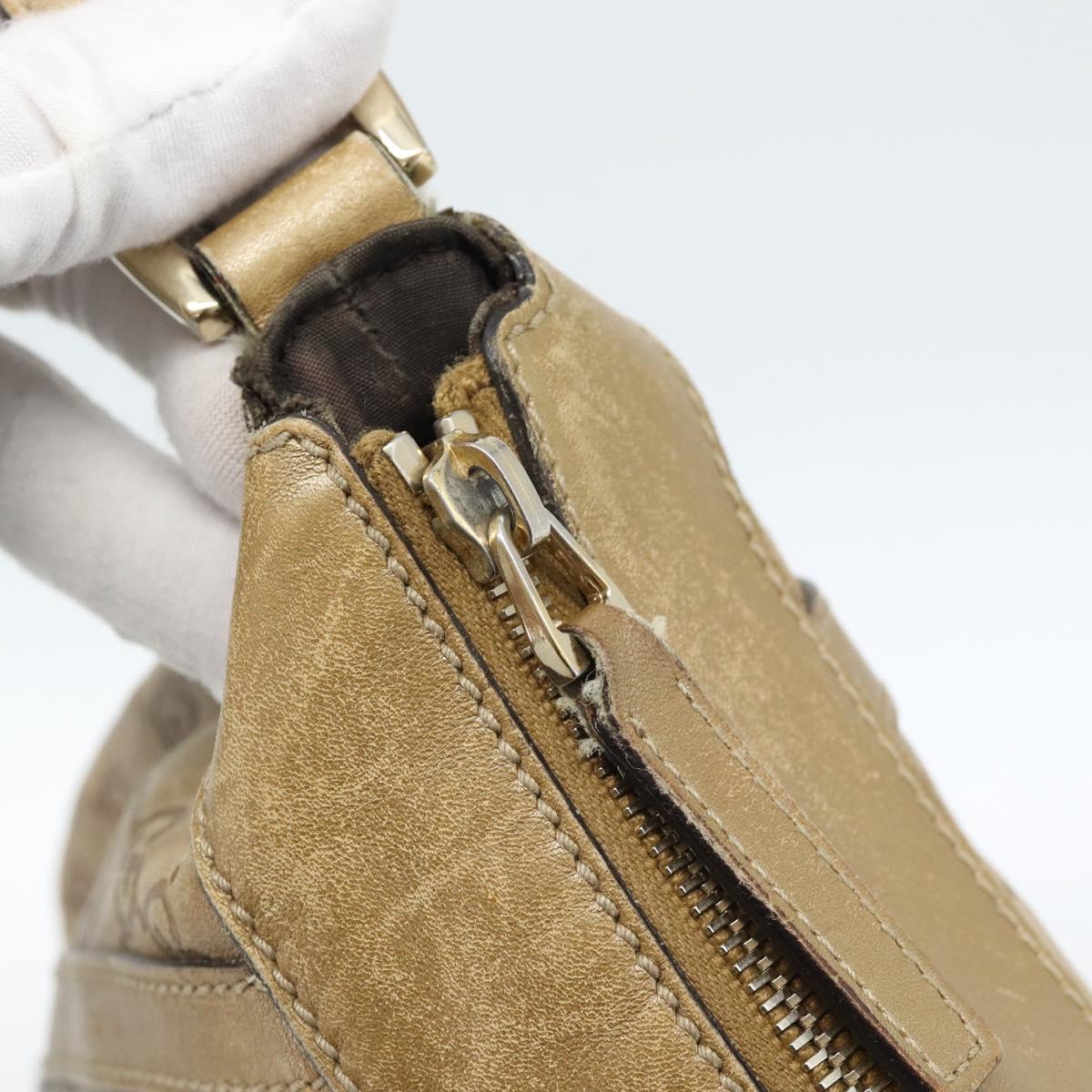 GUCCI GG Canvas Guccissima Abbey Bag Leather Beige Gold 203257 Auth ep14845
