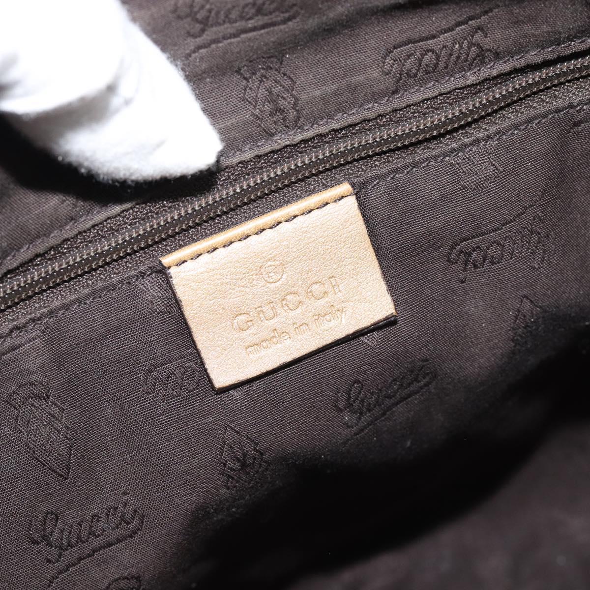 GUCCI GG Canvas Guccissima Abbey Bag Leather Beige Gold 203257 Auth ep14845
