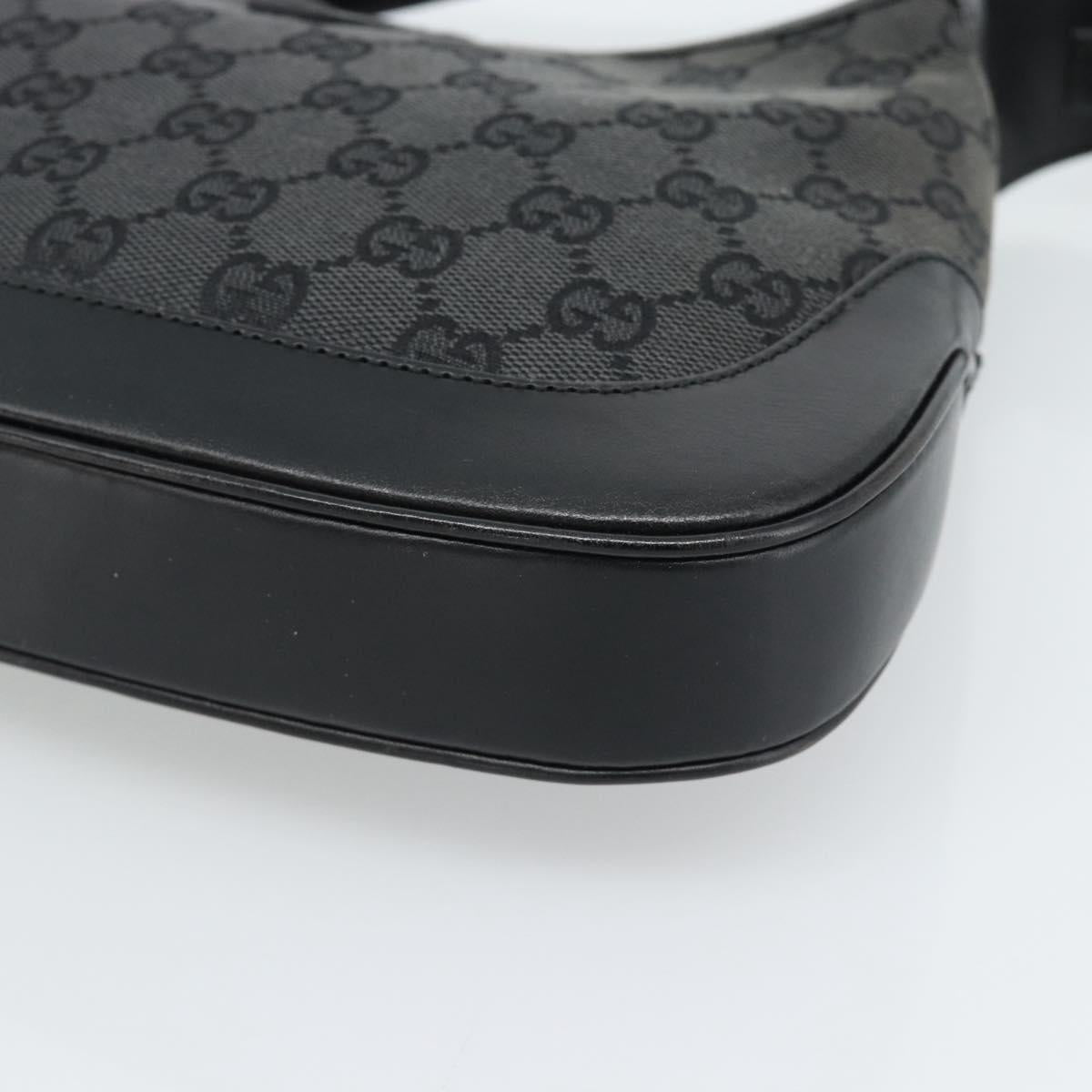 GUCCI GG Canvas Jackie Shoulder Bag Black Silver 001 3735 Auth ep14846A