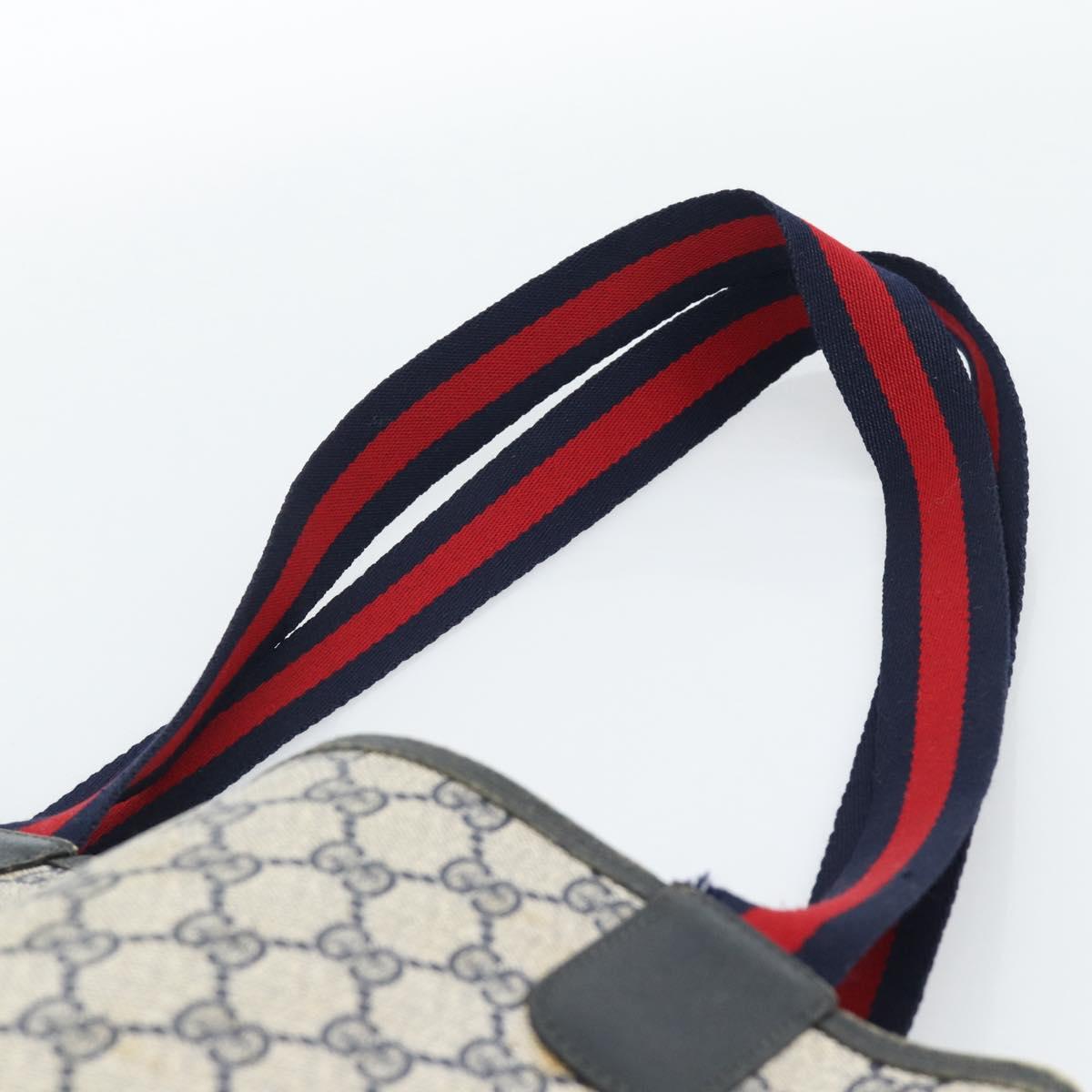 GUCCI GG Supreme Sherry Line Tote Bag PVC Navy Red 39 02 003 Auth ep14848