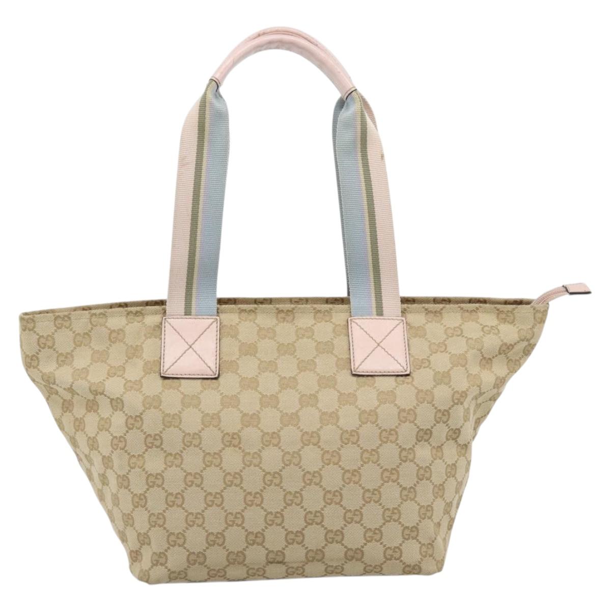 GUCCI GG Canvas Hand Bag Beige Gold 131230 Auth ep14849
