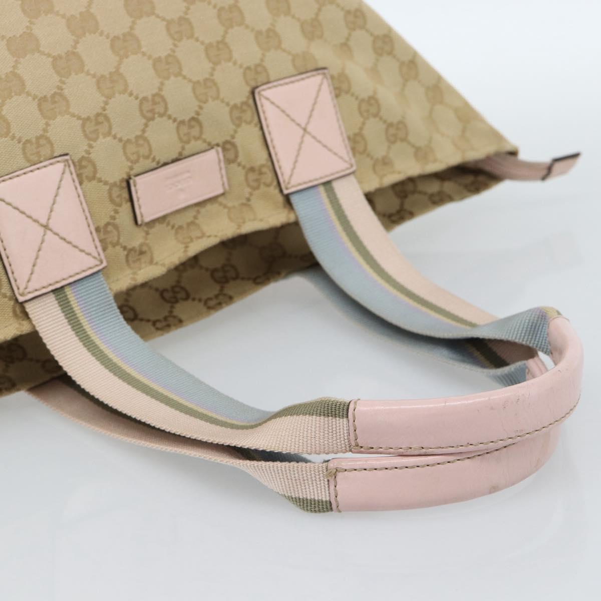 GUCCI GG Canvas Hand Bag Beige Gold 131230 Auth ep14849