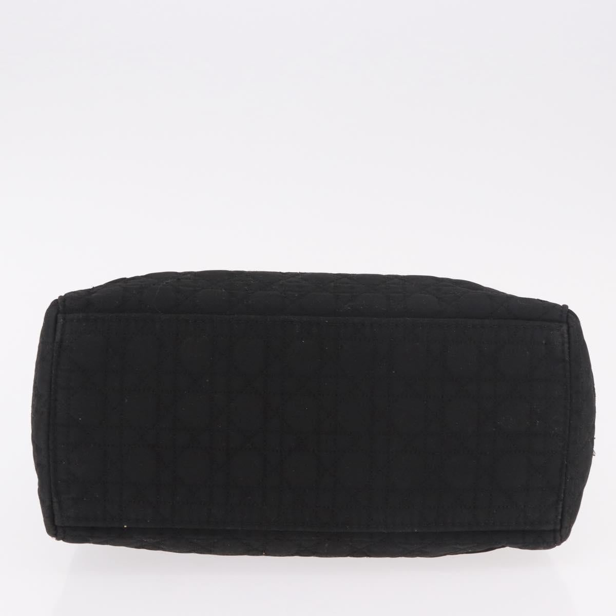 Christian Dior Lady Dior Canage Hand Bag Canvas Black Gold Auth ep14850