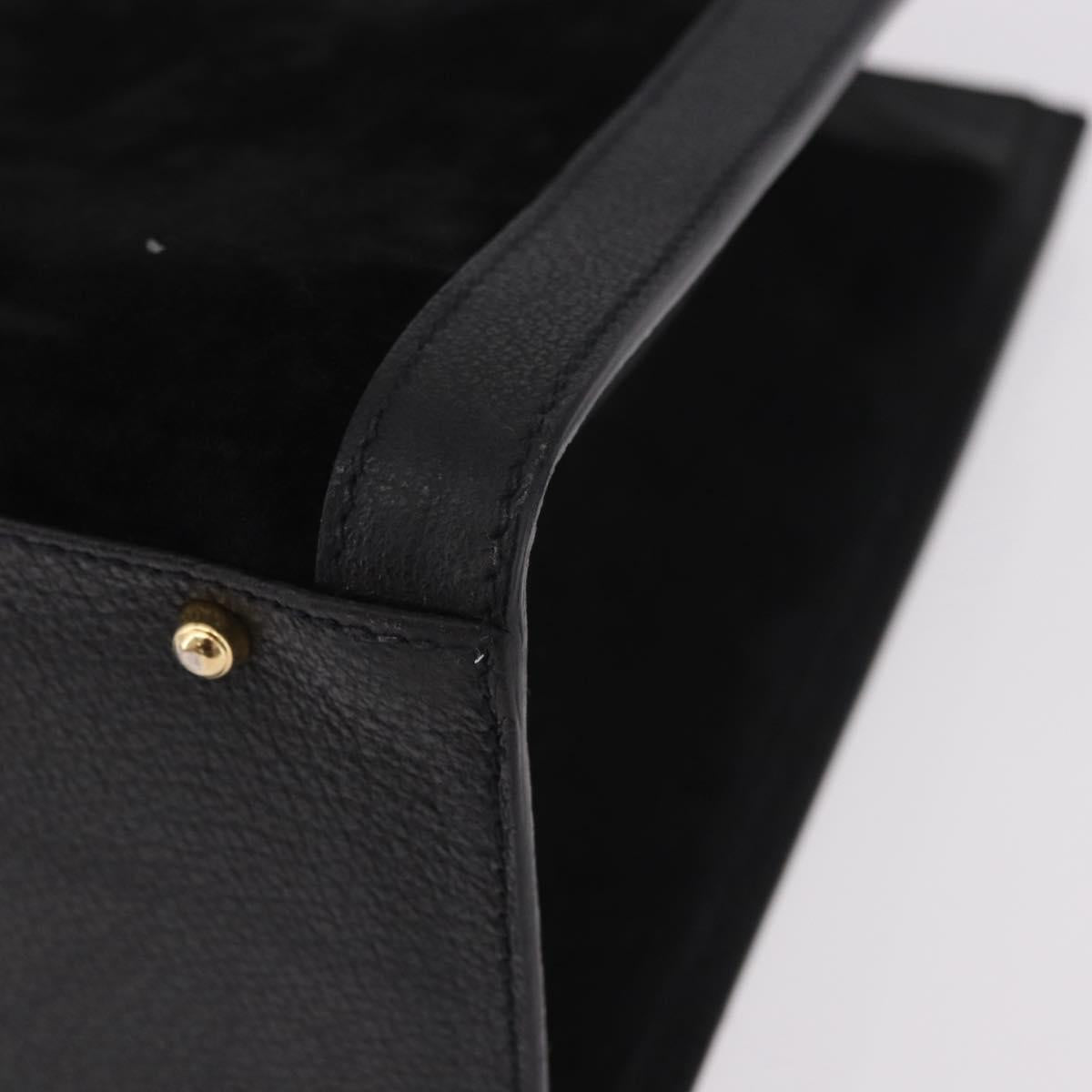 GUCCI Bamboo Hand Bag Suede Black Gold Auth ep14851