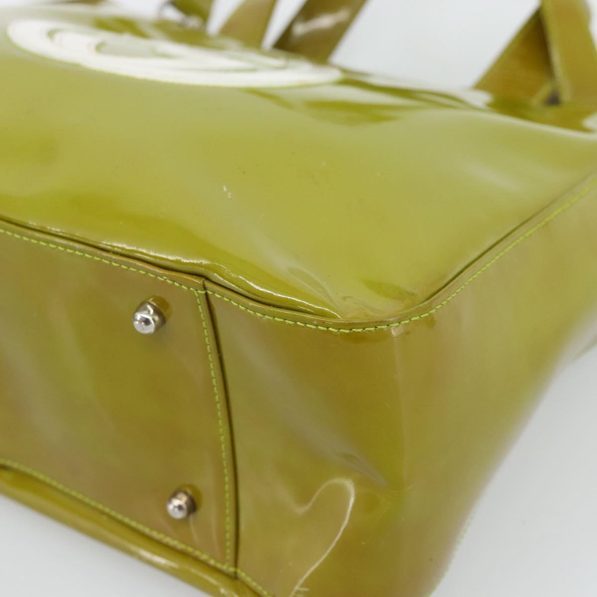 GUCCI Hand Bag Patent leather 2way Green Silver Auth ep14853