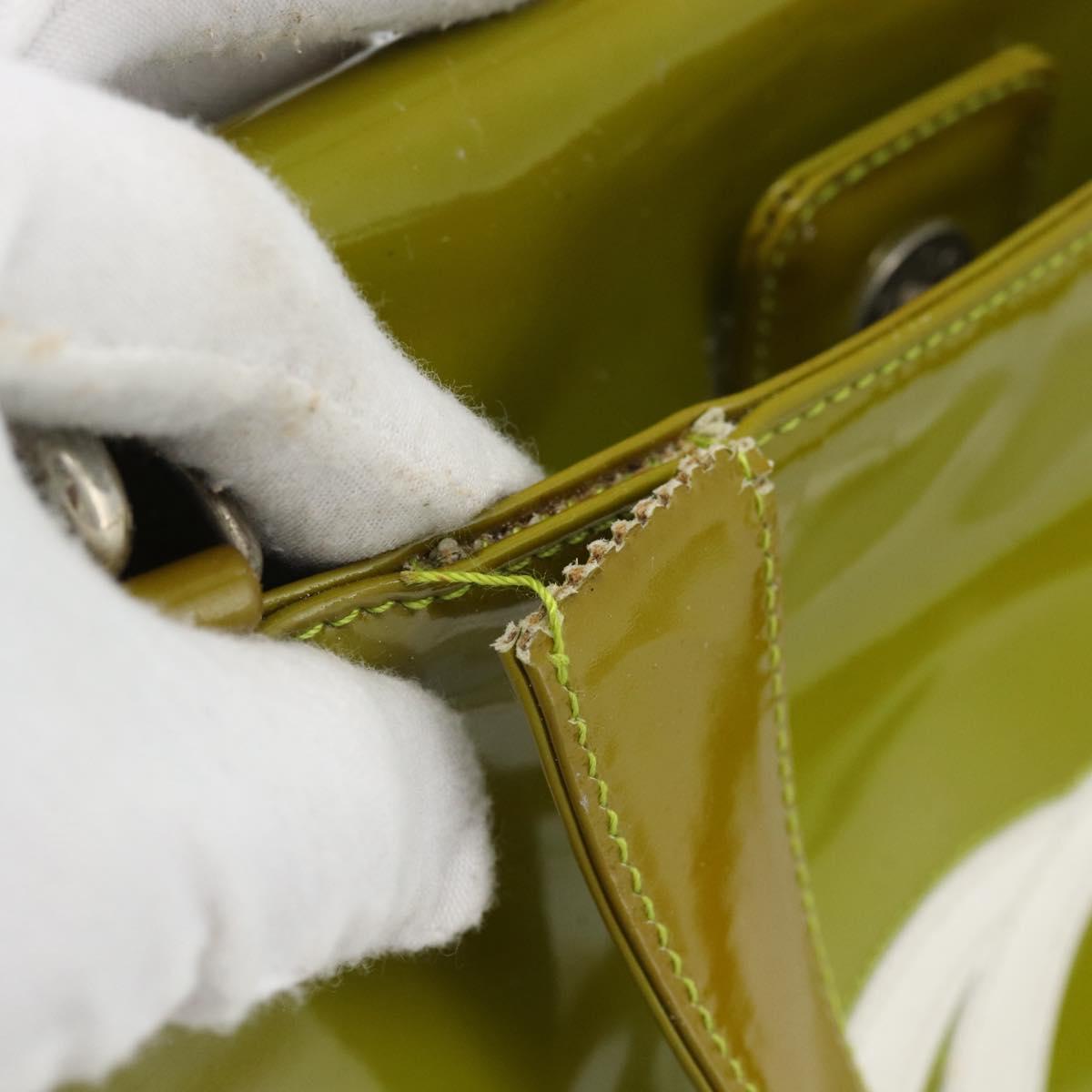 GUCCI Hand Bag Patent leather 2way Green Silver Auth ep14853