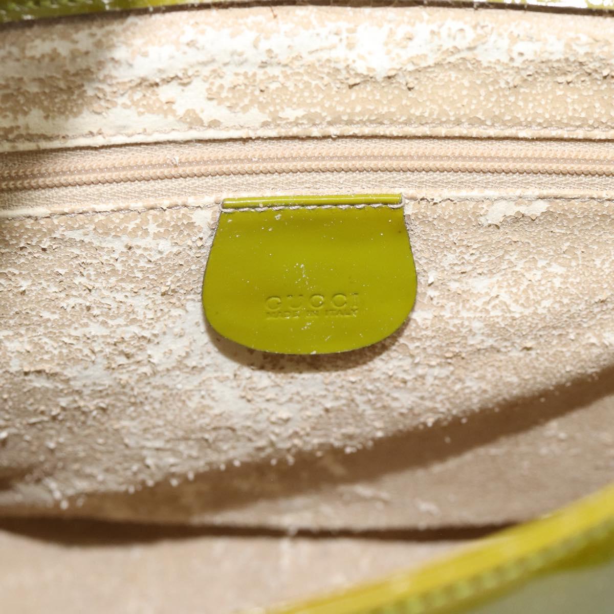 GUCCI Hand Bag Patent leather 2way Green Silver Auth ep14853