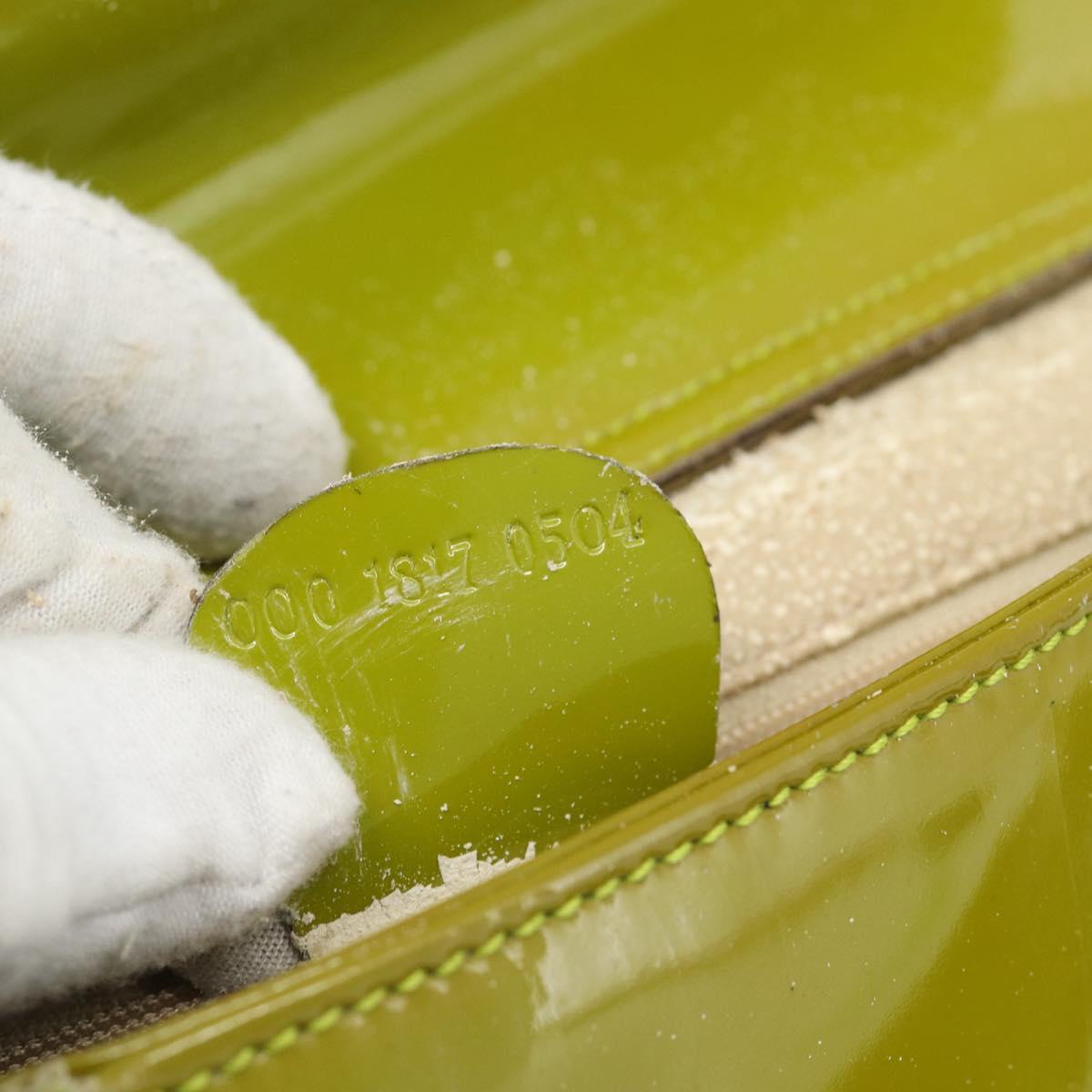 GUCCI Hand Bag Patent leather 2way Green Silver Auth ep14853