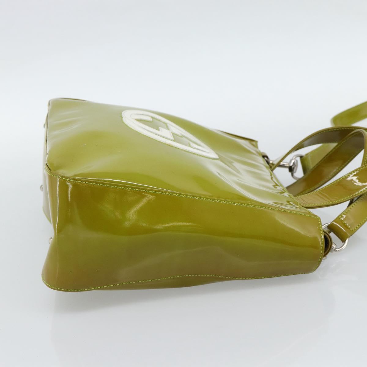 GUCCI Hand Bag Patent leather 2way Green Silver Auth ep14853
