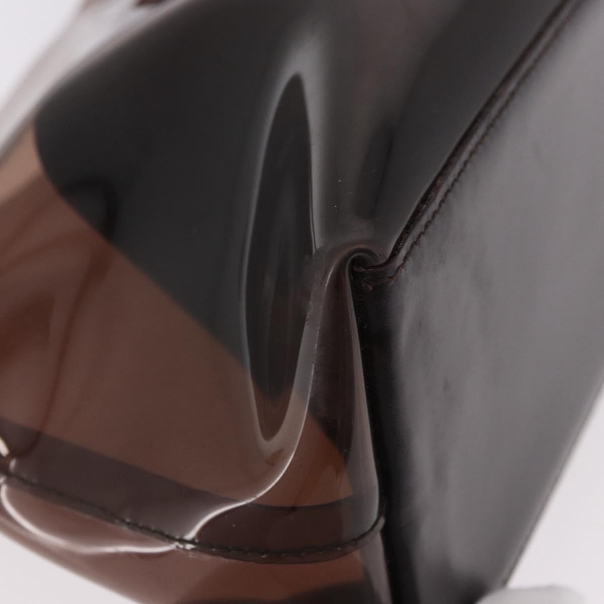 GUCCI Vinyl Hand Bag Vinyl Brown Auth ep14855