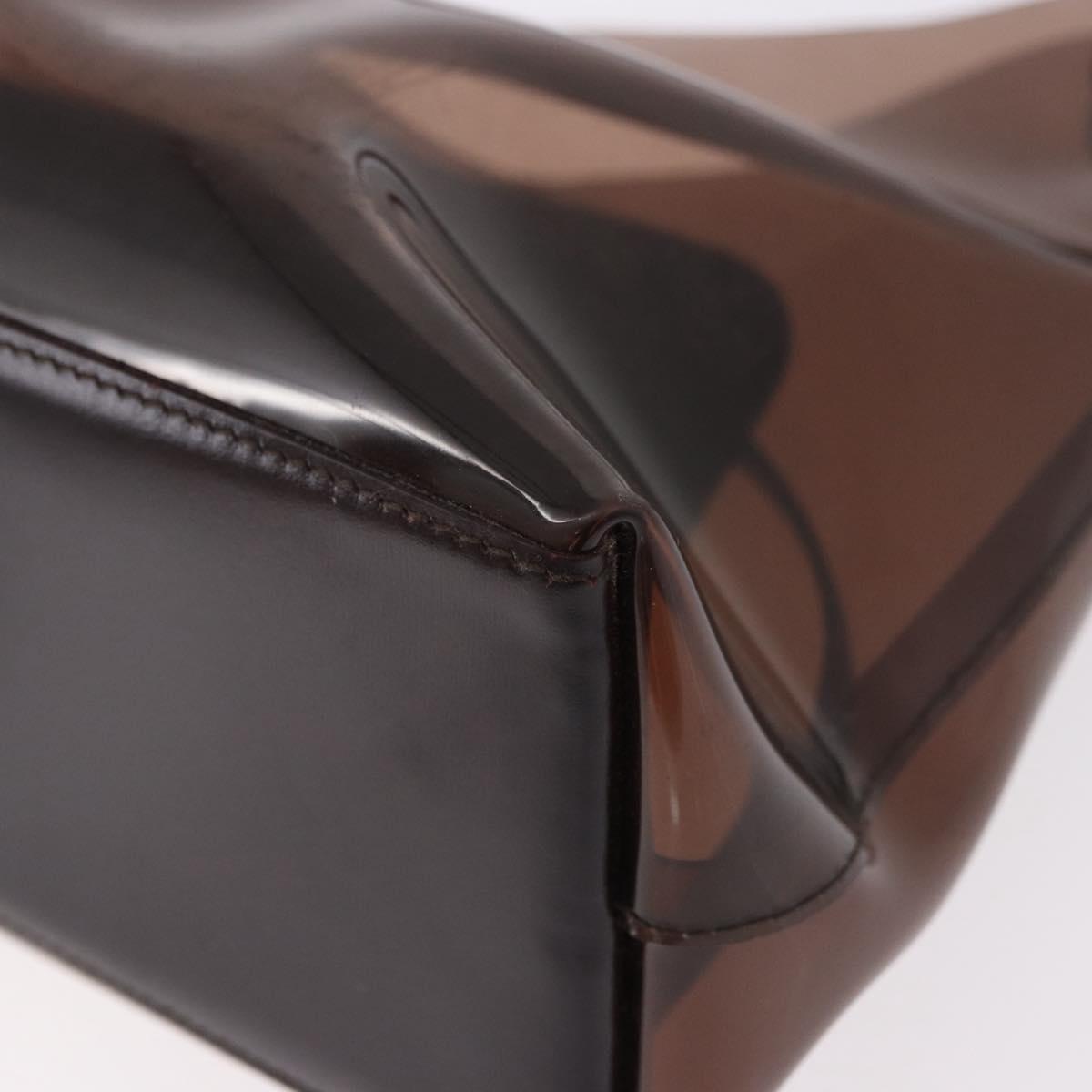 GUCCI Vinyl Hand Bag Vinyl Brown Auth ep14855