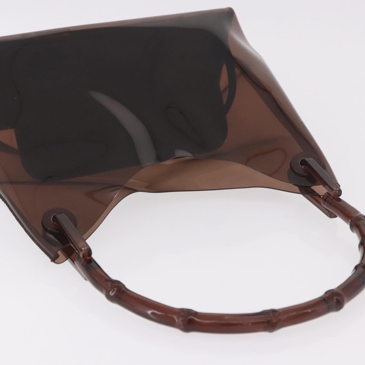 GUCCI Vinyl Hand Bag Vinyl Brown Auth ep14855