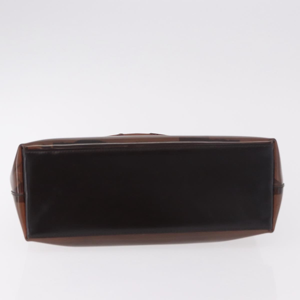 GUCCI Vinyl Hand Bag Vinyl Brown Auth ep14855