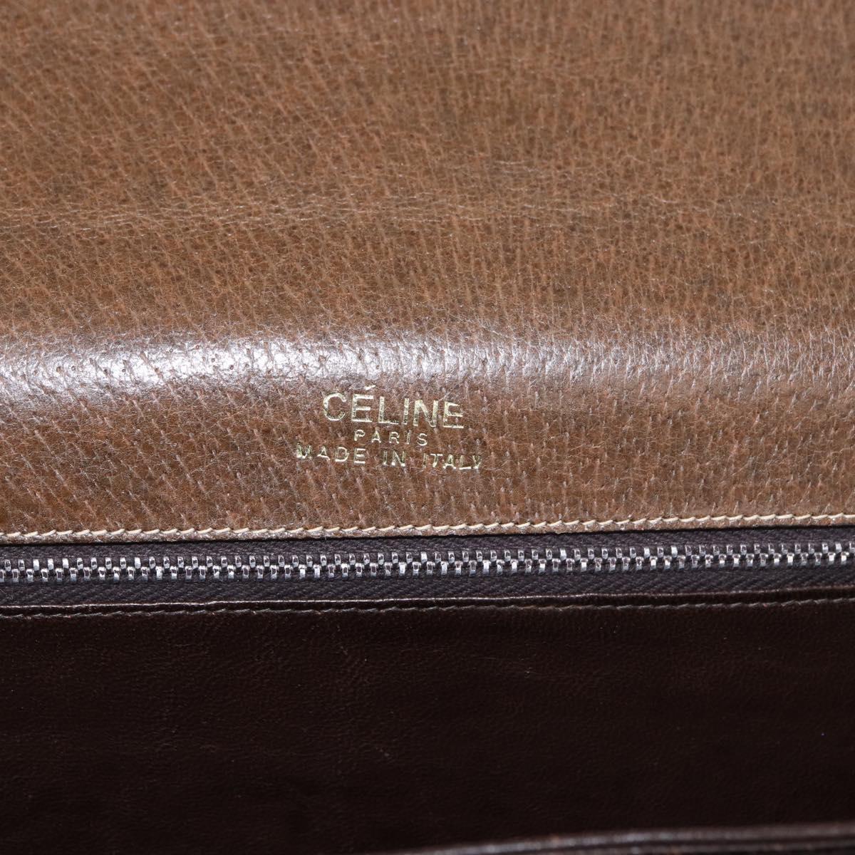 CELINE Horse Carriage Shoulder Bag Leather Brown Gold Auth ep14860