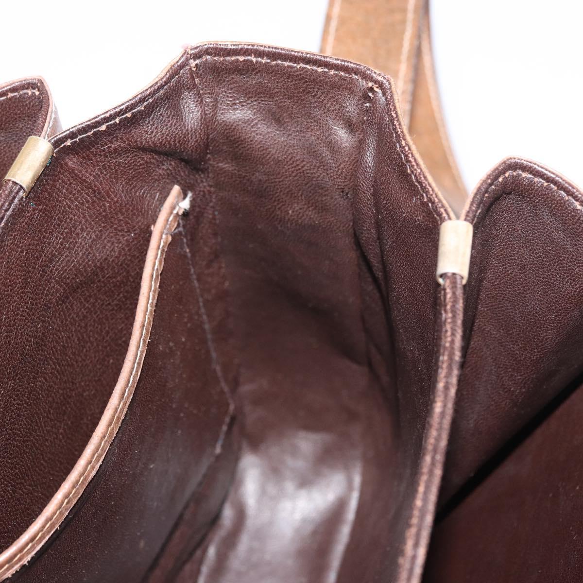 CELINE Horse Carriage Shoulder Bag Leather Brown Gold Auth ep14860