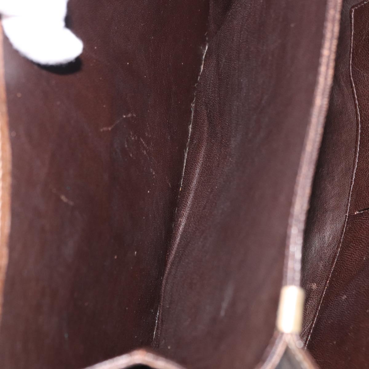CELINE Horse Carriage Shoulder Bag Leather Brown Gold Auth ep14860