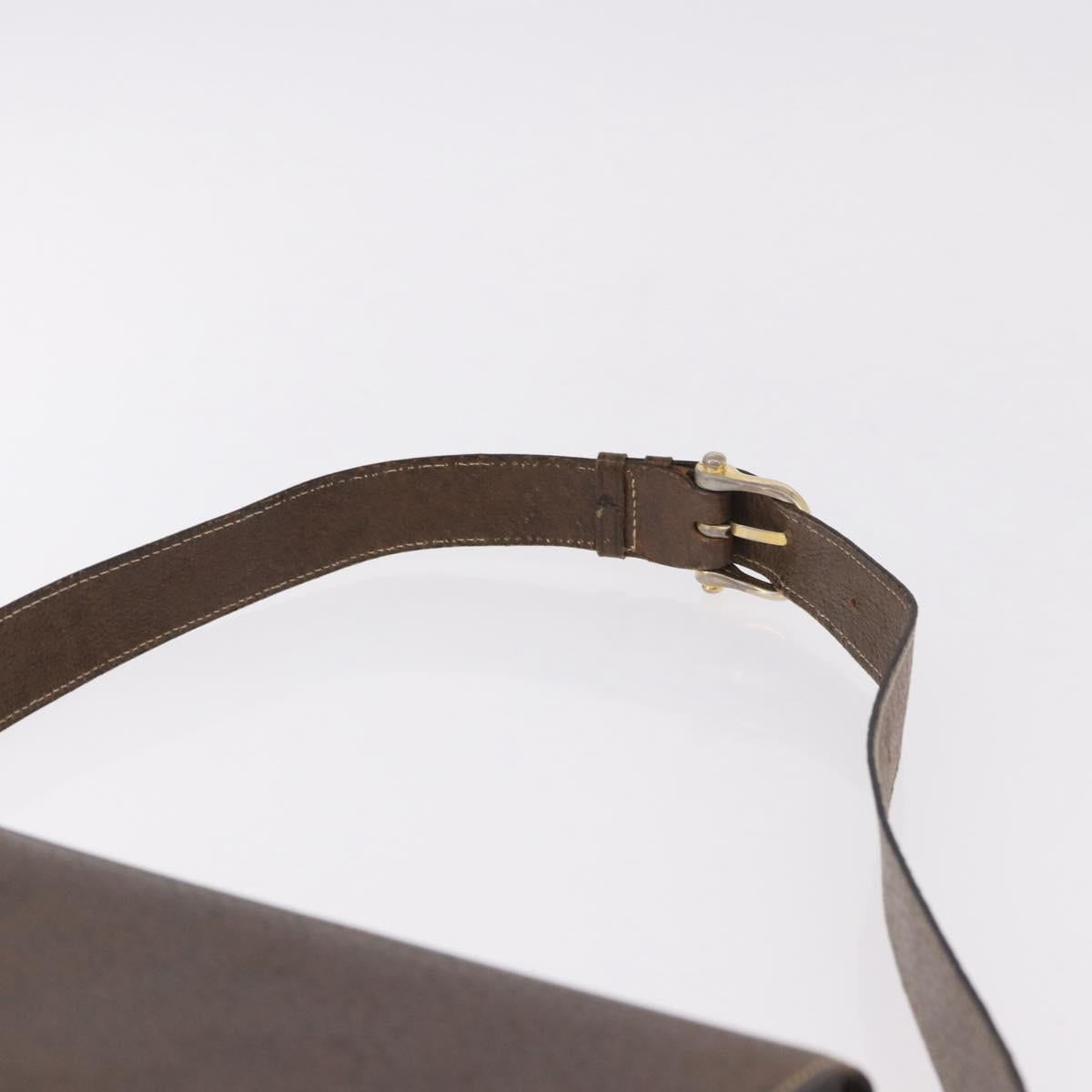 CELINE Horse Carriage Shoulder Bag Leather Brown Gold Auth ep14860