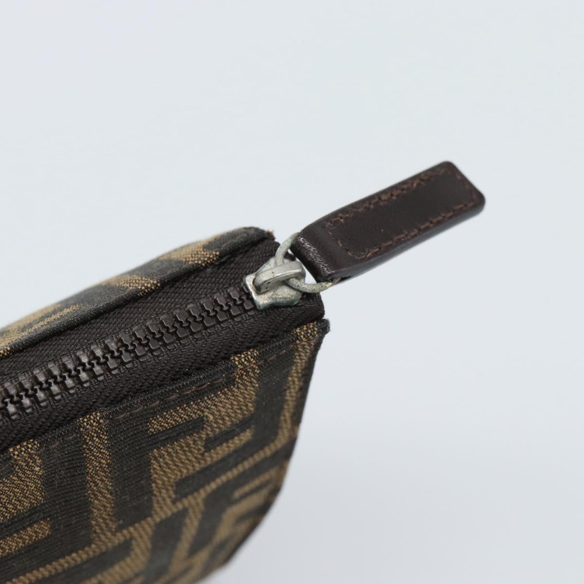 FENDI Zucca Canvas Pouch Black Brown Auth ep14861