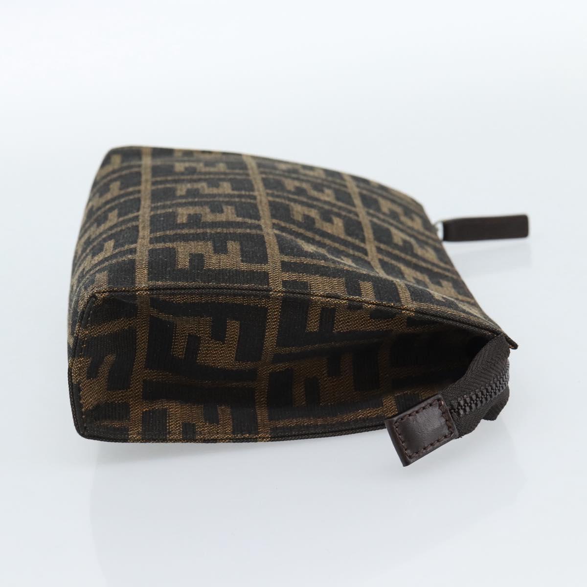FENDI Zucca Canvas Pouch Black Brown Auth ep14861