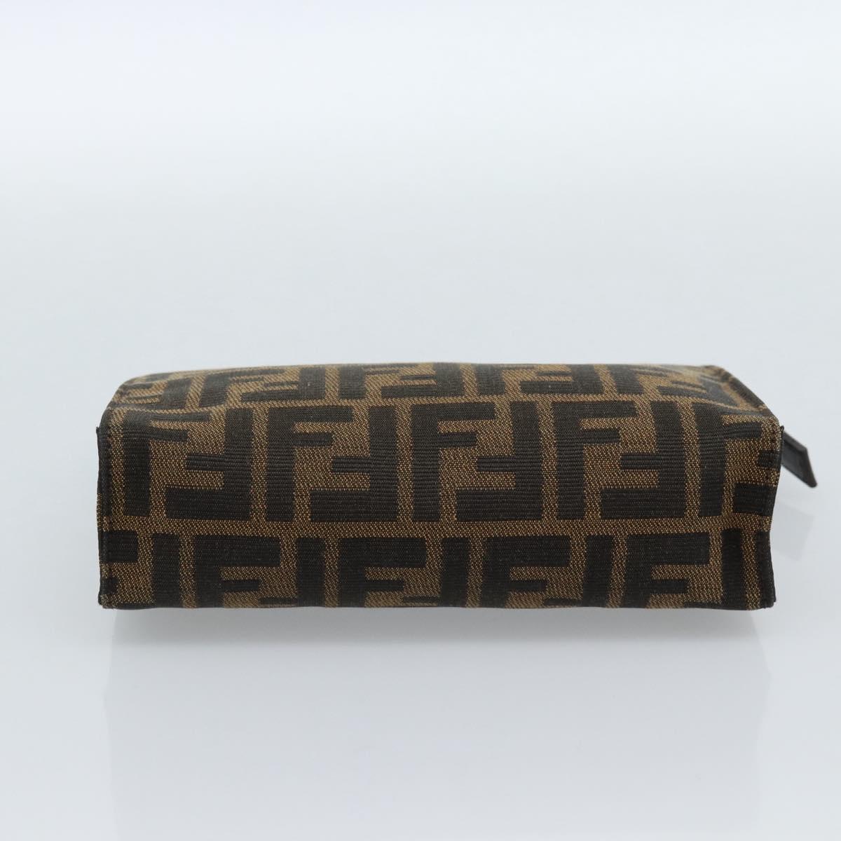 FENDI Zucca Canvas Pouch Black Brown Auth ep14861