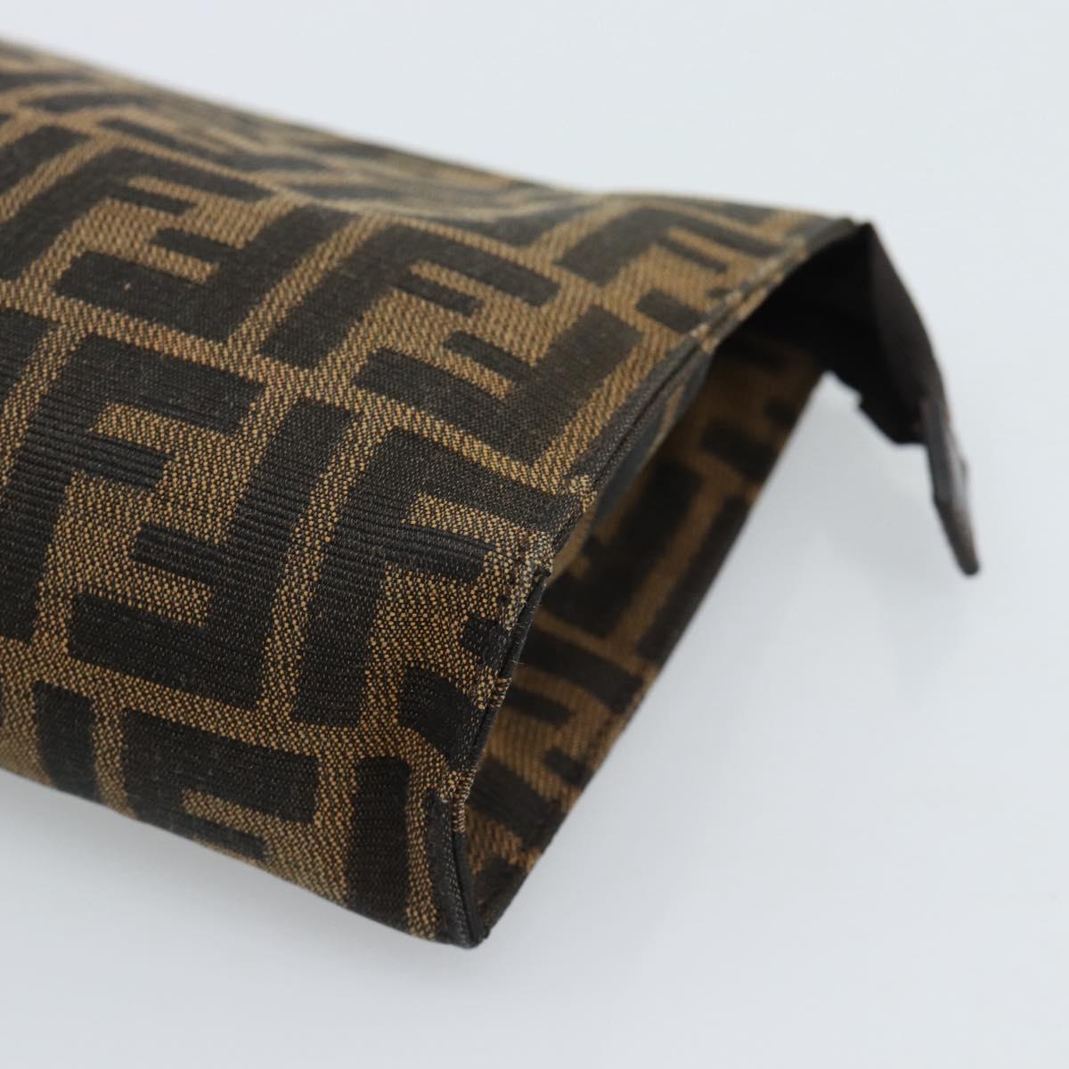 FENDI Zucca Canvas Pouch Black Brown Auth ep14861