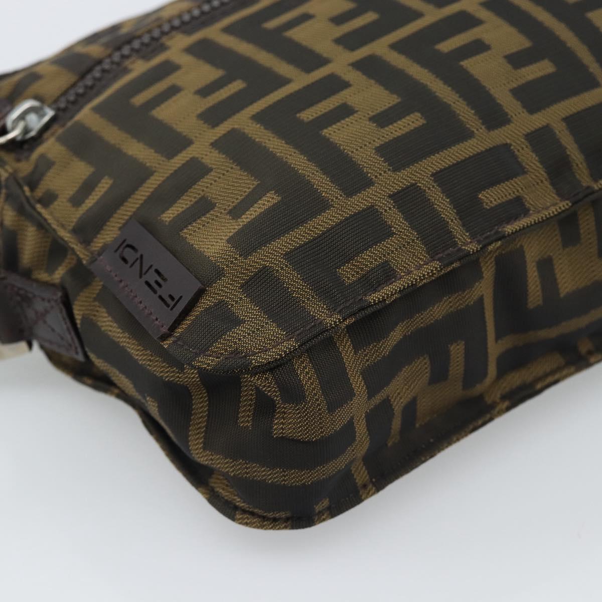 FENDI Zucca Canvas Shoulder Bag Black Brown Auth ep14866A
