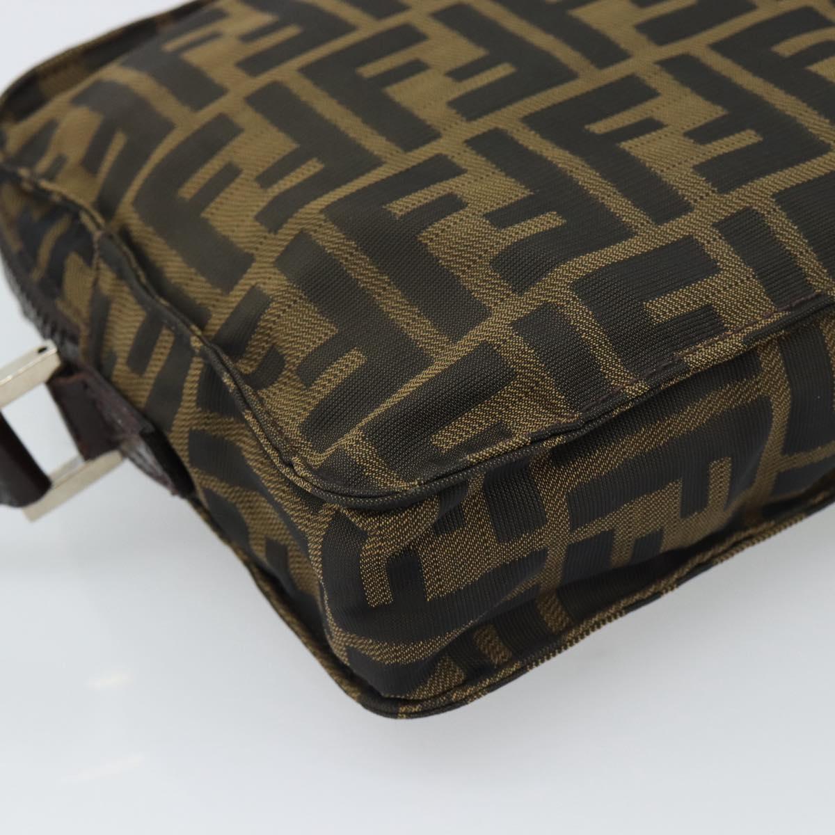 FENDI Zucca Canvas Shoulder Bag Black Brown Auth ep14866A