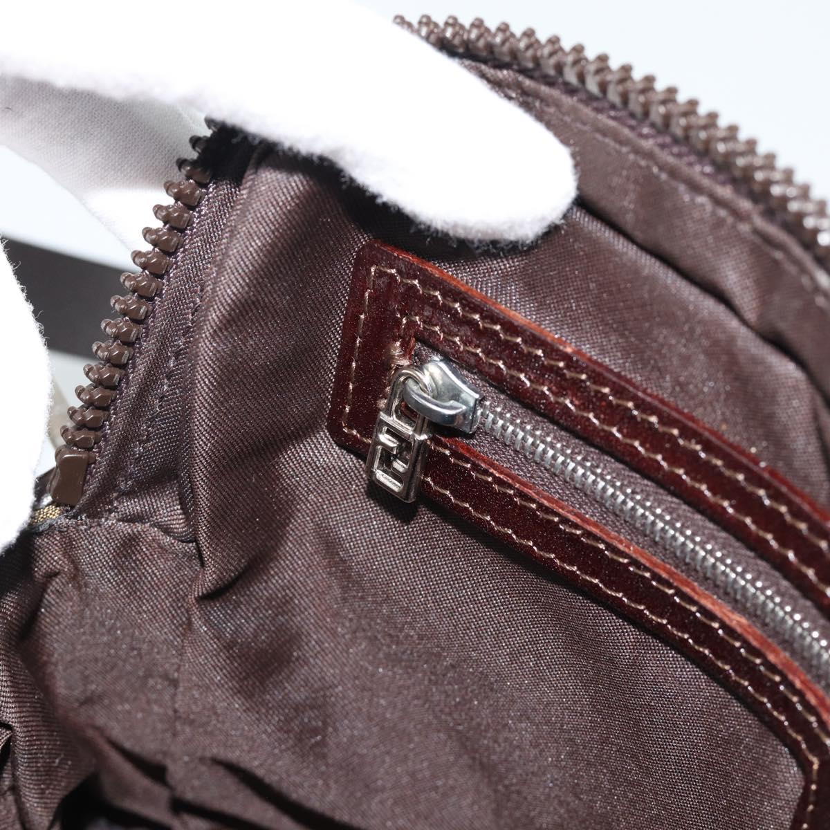 FENDI Zucca Canvas Shoulder Bag Black Brown Auth ep14866A