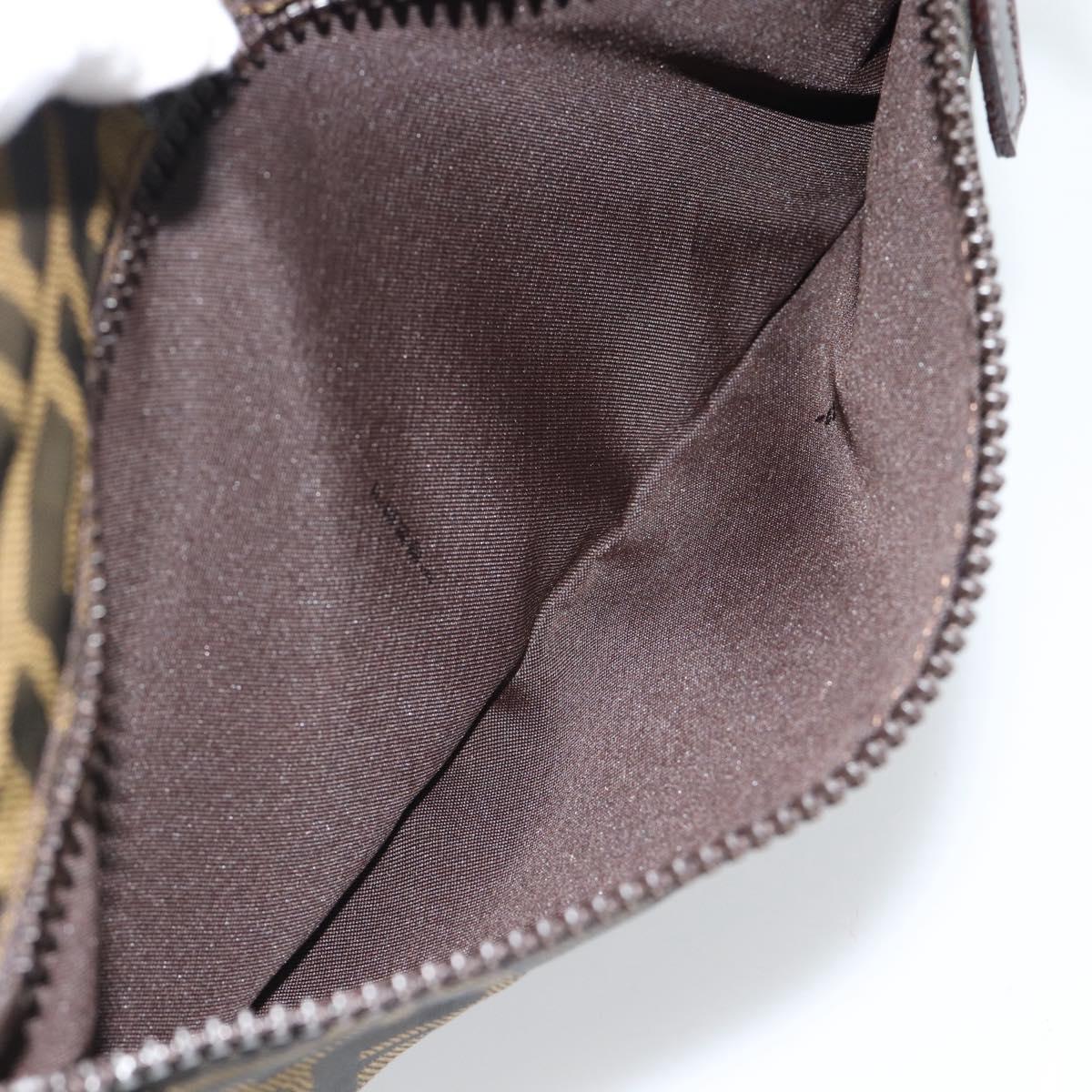 FENDI Zucca Canvas Shoulder Bag Black Brown Auth ep14866A