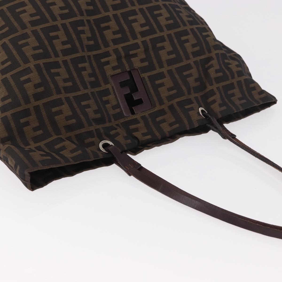 FENDI Zucca Canvas Tote Bag Black Brown gold Auth ep14867