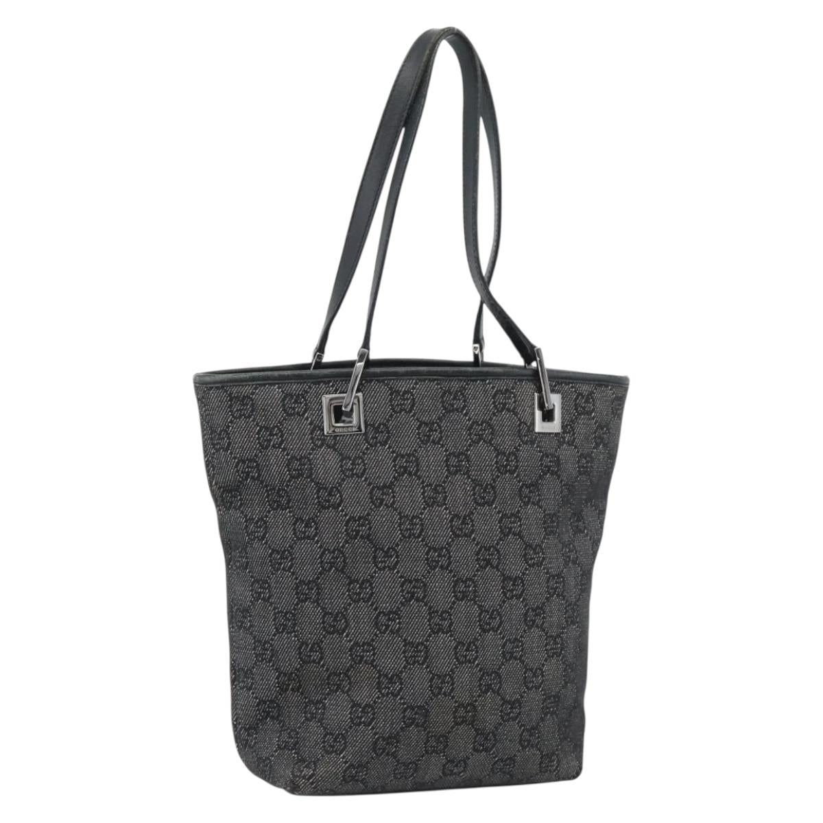 GUCCI GG Canvas Tote Bag Black Silver 31244 Auth ep14868
