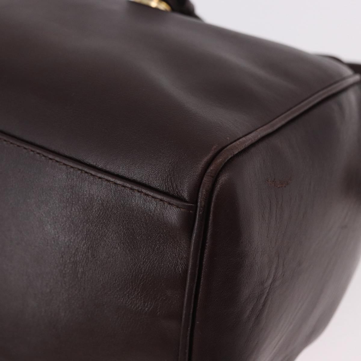 FENDI Shoulder Bag Leather Brown Gold Auth ep14874