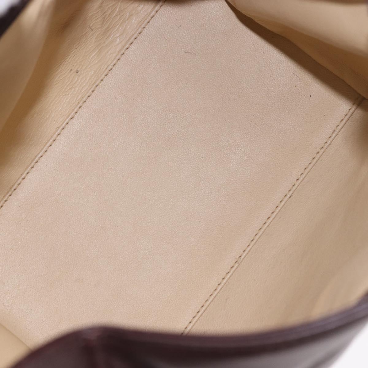 FENDI Shoulder Bag Leather Brown Gold Auth ep14874