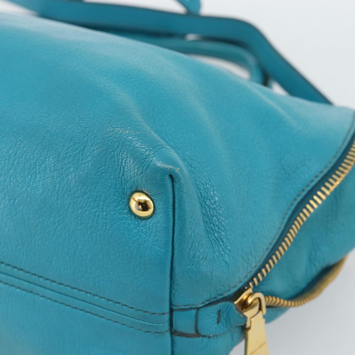 Miu Miu Hand Bag Leather 2way Blue Gold Auth ep14875A