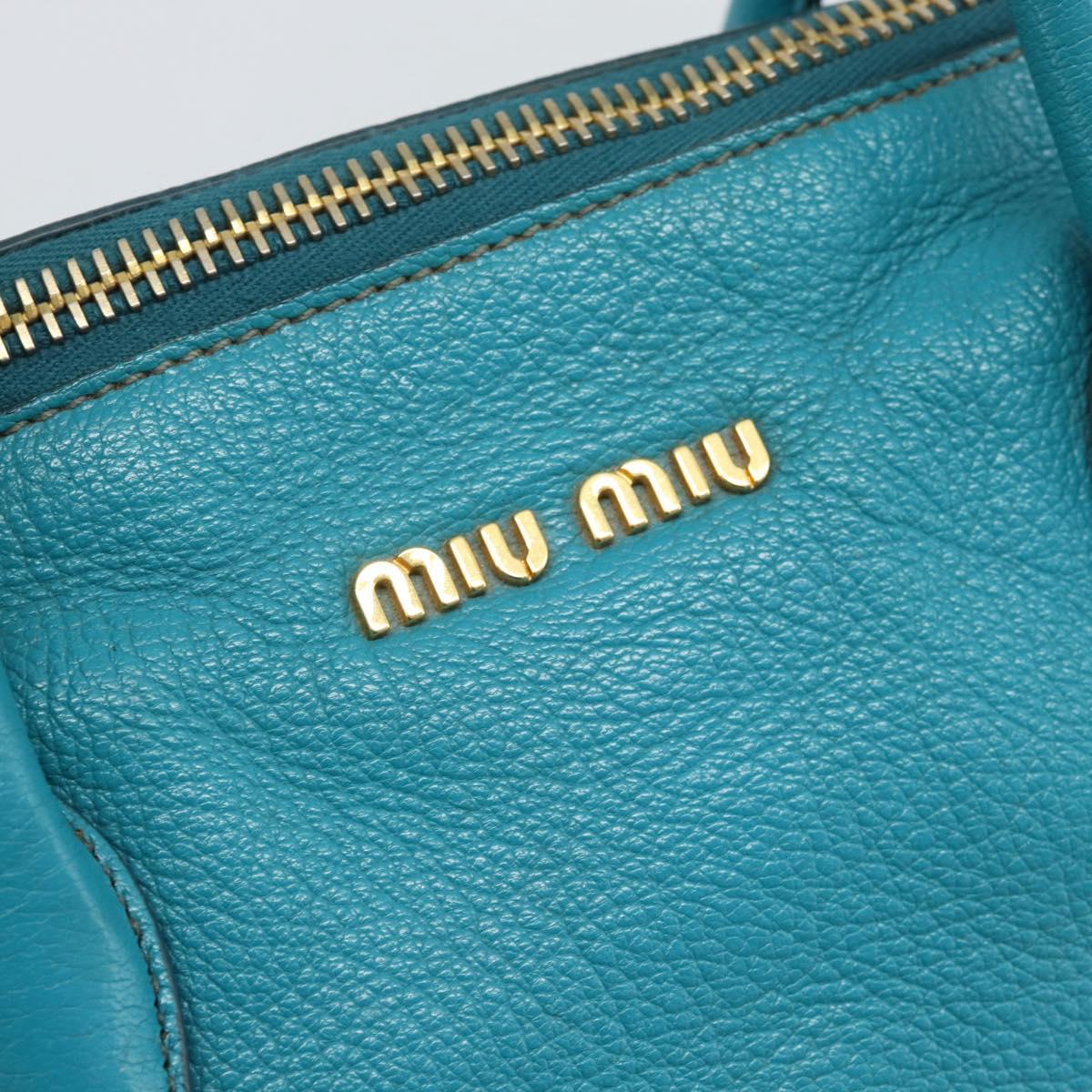 Miu Miu Hand Bag Leather 2way Blue Gold Auth ep14875A