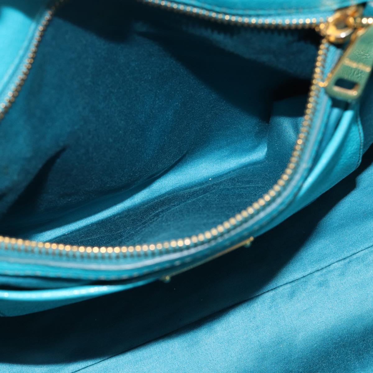 Miu Miu Hand Bag Leather 2way Blue Gold Auth ep14875A