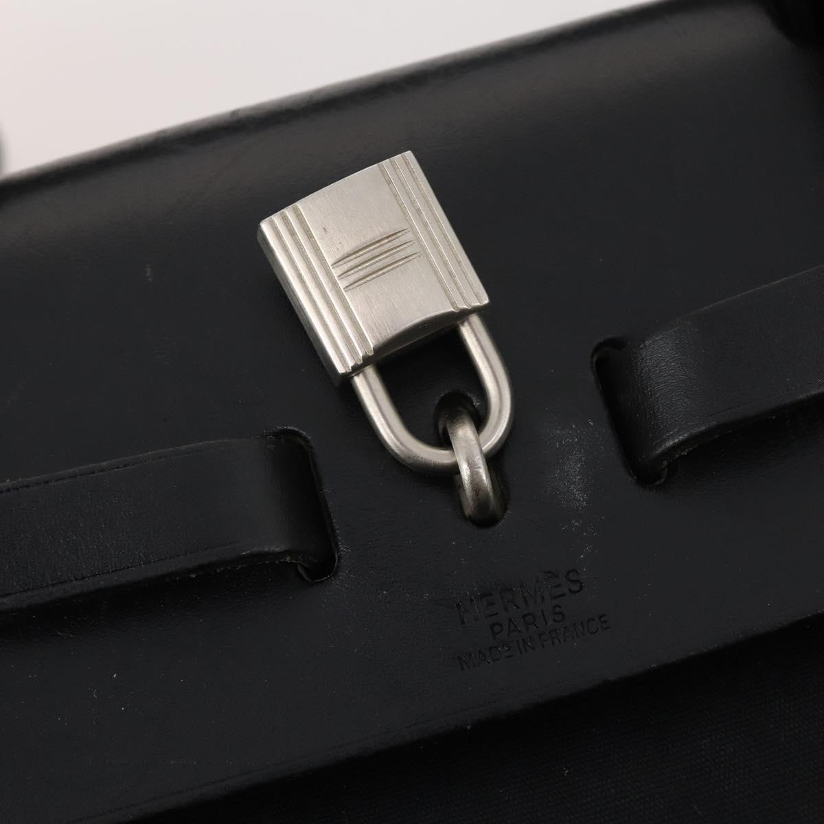 HERMES Herbag Ad PM Backpack Canvas Leather 2way Beige Silver Auth ep14876V